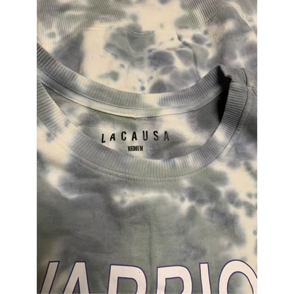 LACAUSA Anthropology Women’s Blue Gray Tie Dye Oversized Pullover, Medium, NWT - Picture 4 of 6